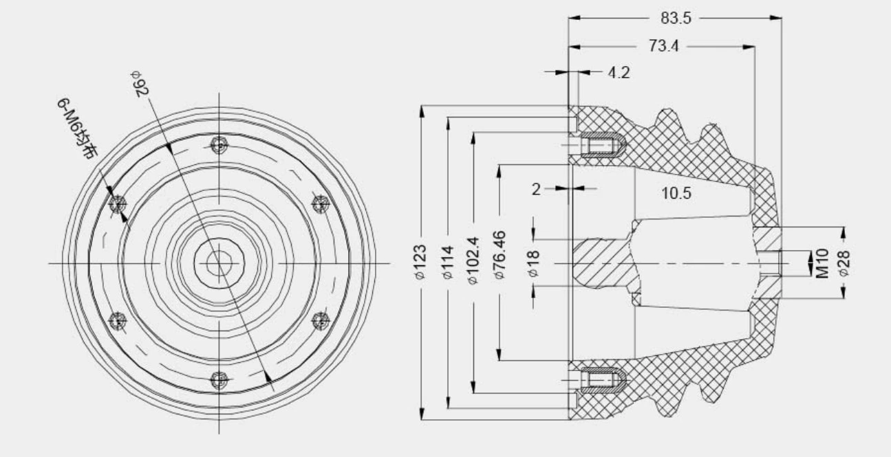 Side Connect Bushing For Environmental Protection Gas Cabinet For GIS HBCT-92
