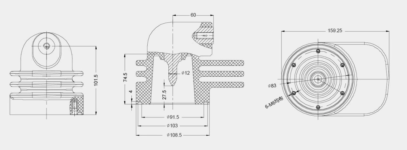 Side Connect Bushing For Environmental Protection Gas Cabinet For GIS HBCT-F-83