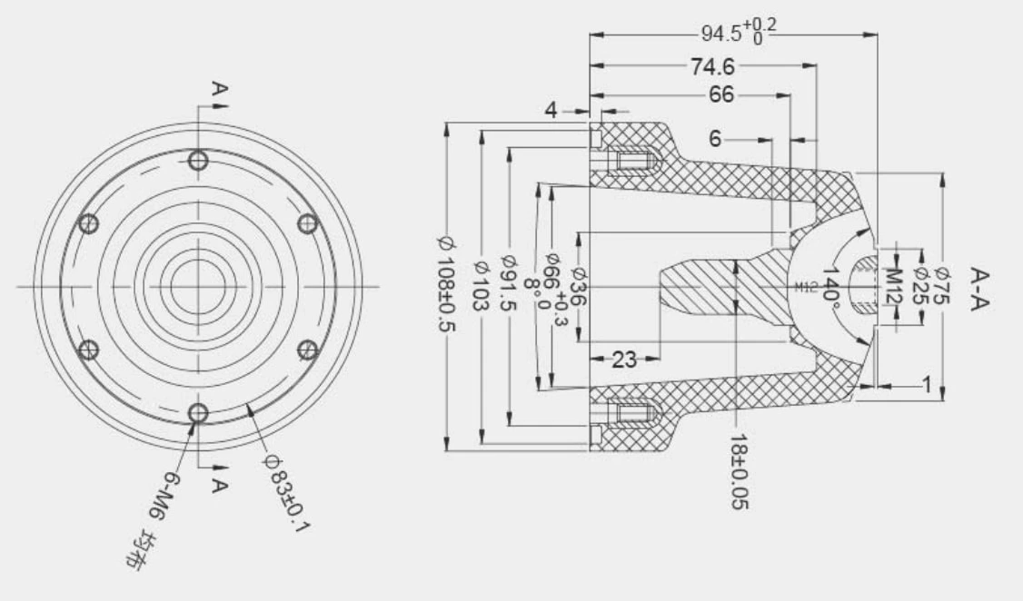 Side connect bushing for SF6 gas insulation RMU SF6CT-83A