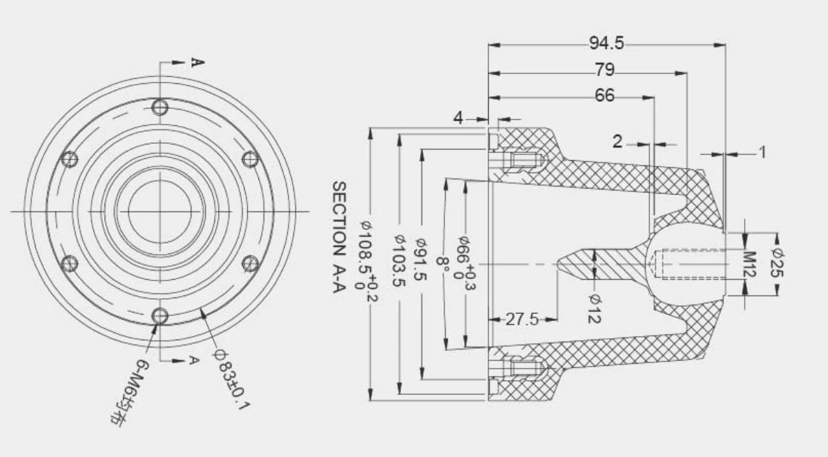 Side connect bushing for SF6 gas insulation RMU SF6CT-83B