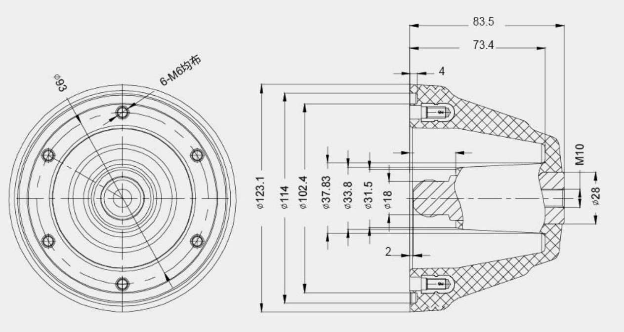 Side connect bushing for SF6 gas insulation RMU SF6CT-93