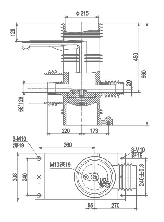 Shielded Contact Box CHN40.5-305P/660