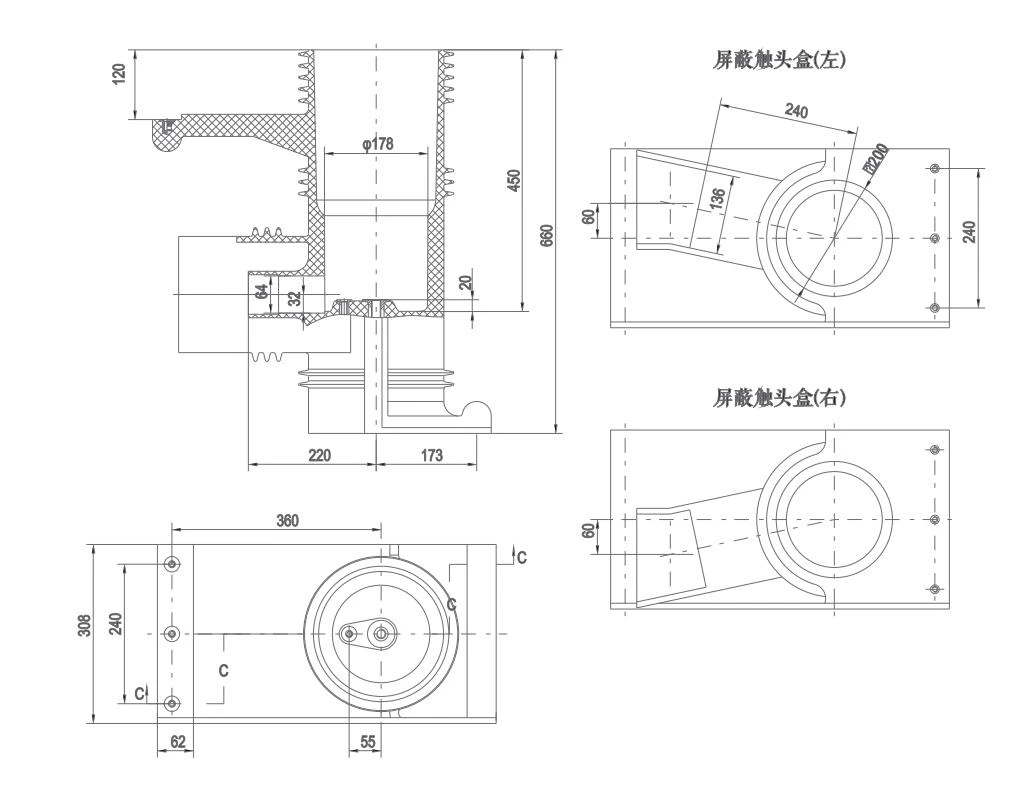 Shielded Contact Box CHN40.5-307P/660
